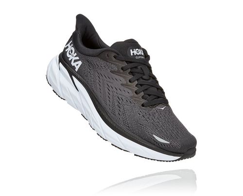 Hoka One One Dame Clifton 8 Road Løpesko Svart/Hvit Norge-16EMO